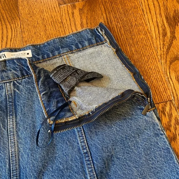 Zara The Denim Boho Signature High Waist Panel Side Zip A Line Maxi Skirt M - Picture 7 of 11